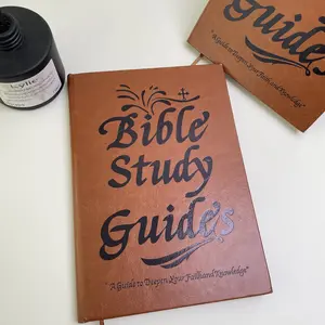 Artistic Brown Leather Bible Study Reflection Notebook - Daily Faith Spiritual Guidance Journal for Spiritual Growth, Office Stationery Supplies with Glitter Creamy Keyboards, Chalkboard baptism gift prompt