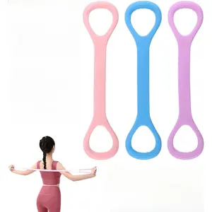 Resistance Bands 3 pcs Figure 8 Exercise Bands for Women Soft Silicone Material Arm Back Shoulder Stretch Fitness Band 8 Shaped for Chest Expander Yoga Gym Pulling Rope Muscle Training Equipment