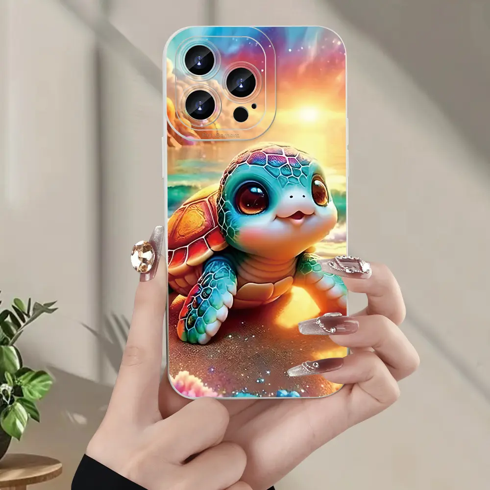 Creative Cute Turtle Cellphone Casing, Fashionable Mobile Phone Accessory, Protective Case with Camera Protector Compatible with iPhone X, 11, 17 Series