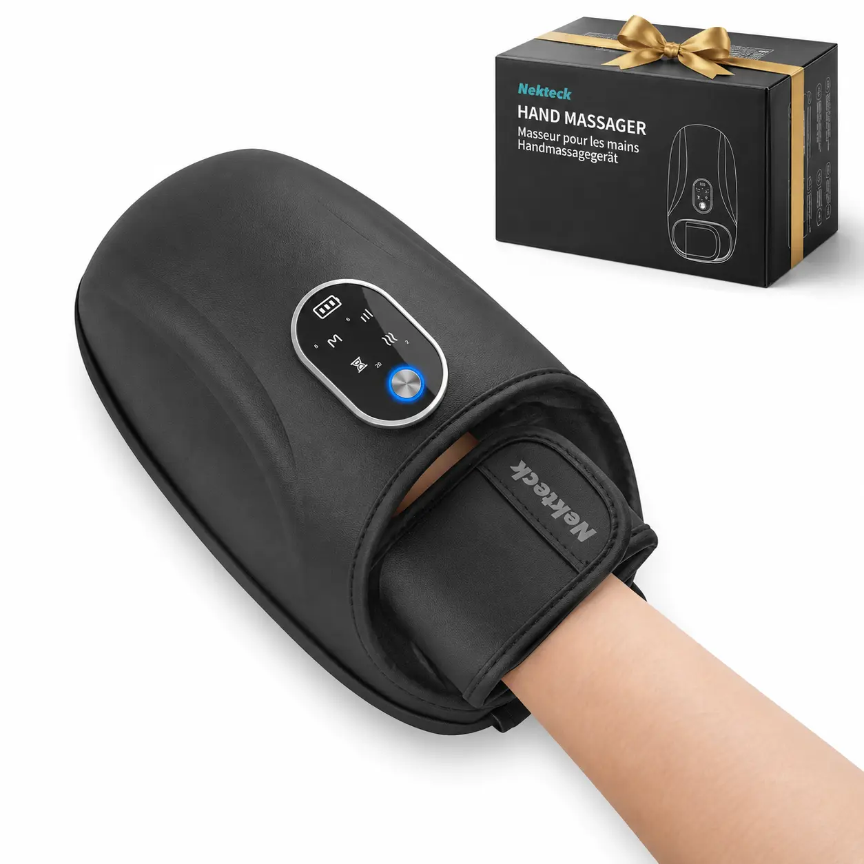 Nekteck Hand Massager with Heat and Compression, 6 Massage Mode, Massage for Wrist, Palm and Finger, Gifts for Women Men (Rechargeable)