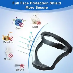 Adjustable HD Full Coverage Face Shield - 1pc Protective Anti-Fog Face Shield, HD Transparent Protective Mask, Droplet Dust Oil Fume Isolation Cover, Full Face Shield