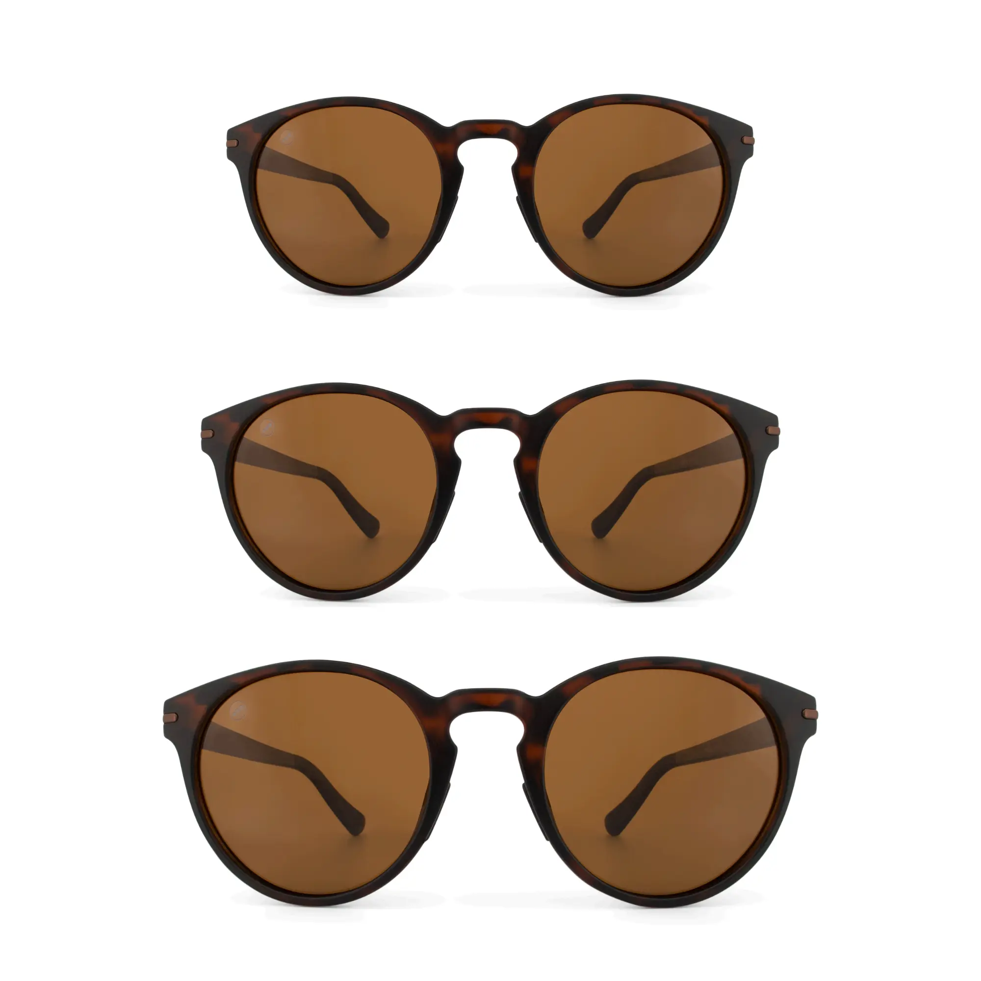 Honey Butterscotch S-M-L Sunglasses - Matte Tortoise Frames & Dark Brown Amber Polarized Lenses - Unisex Classic Round Design - Small to XL Sizes