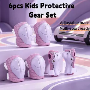 BAT DASH 6pcs Kids Protective Gear Set, Knee & Elbow Pads with Wrist Guards for 5-10 Years, Impact Resistant Gear for Skateboard, Cycling, Scooter, Skating - CPSIA Certified