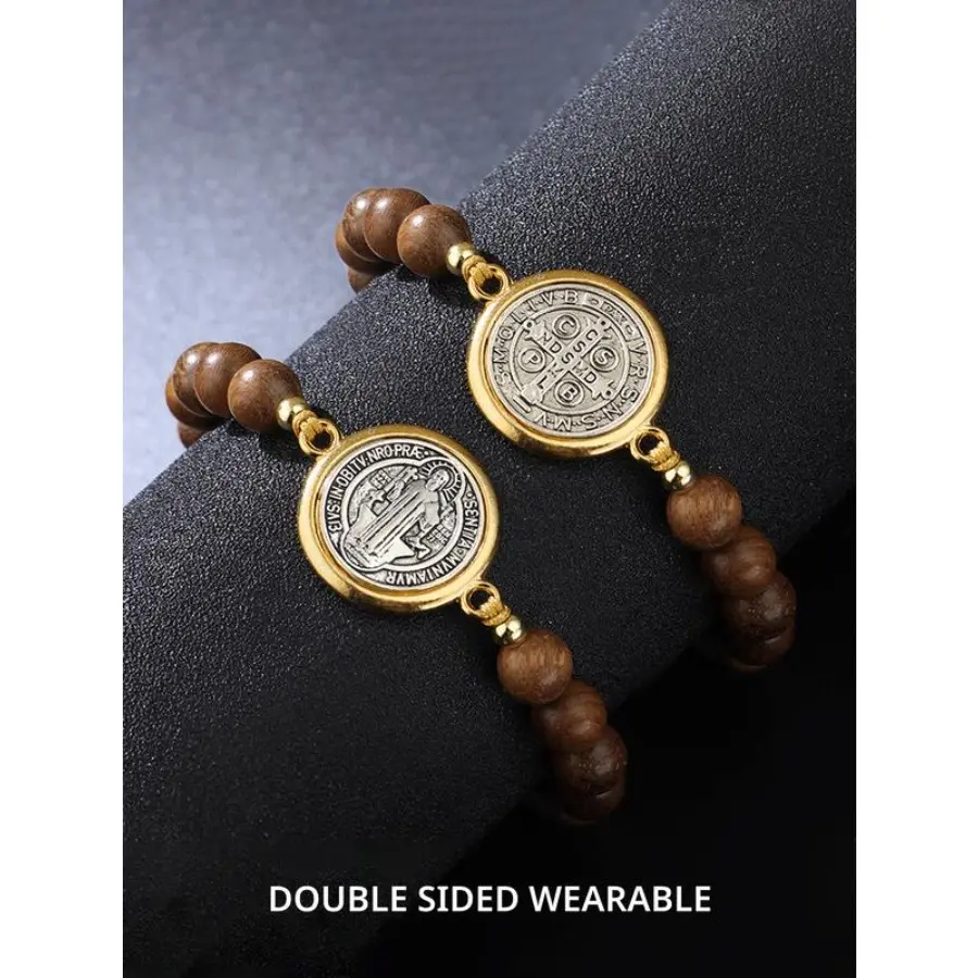 Woven Rope Bracelet Set for Couples, Religious Saint Benedict Jewelry, Adjustable Wristband Bracelets with Charms, Bracelet With Charms, Adjustable Wristband Bracelets & Bangles