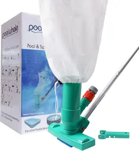 Premium Pool Vacuum Jet Underwater Cleaner, 3 Scrub Brushes, 2 Fine Mesh Bags, 6 Section Telescopic Pole of 56.5" and Handle - for Above Ground Pools,Spas & Ponds