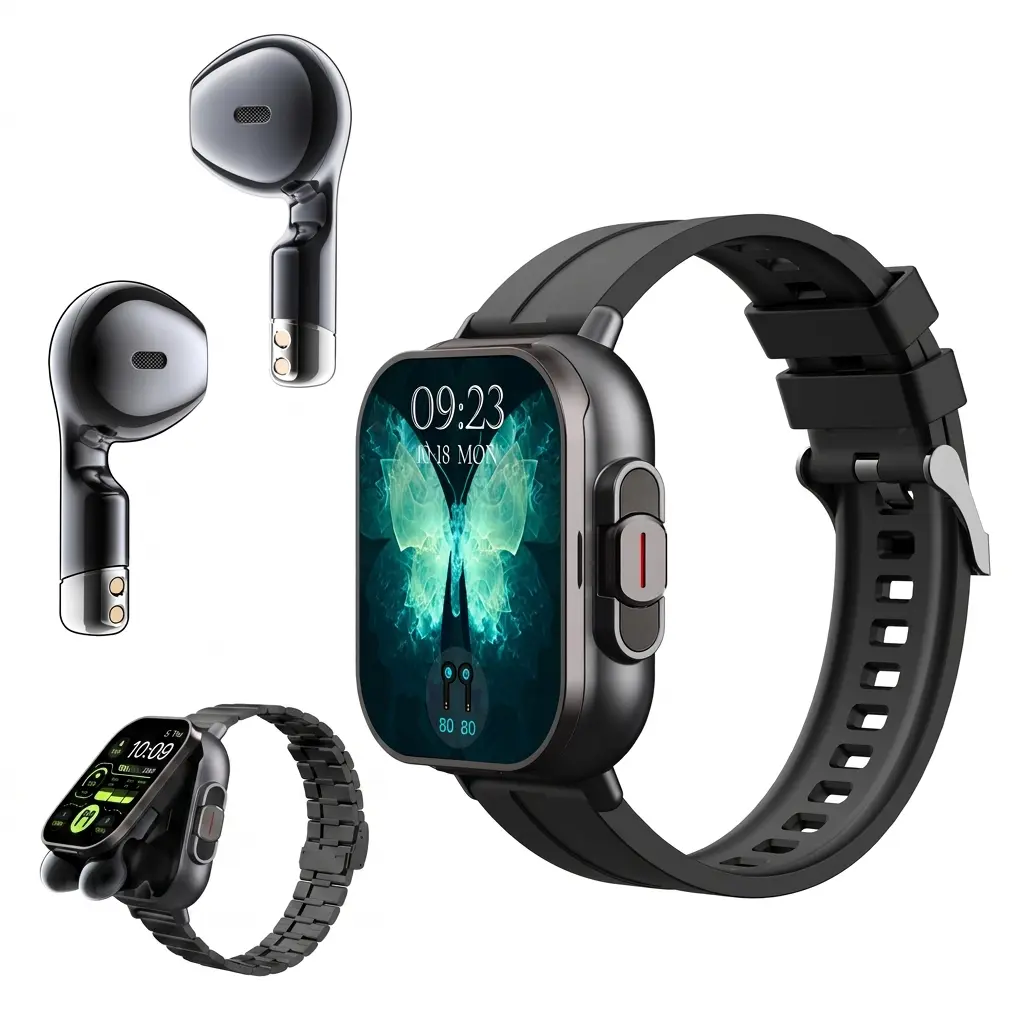 2 in 1 Smart Watch with Wireless Earbuds, 1.39 Inch HD Touch Screen Smartwatch, Bluetooth Call Message Reminder Music Player Fitness Tracker,Sports Watch Compatible with iOS Android