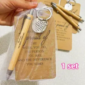 Inspirational Gift Set with Keychain Pendant and Gratitude Notebook, Retractable Pen, Ideal for Employees, Volunteers, Thanksgiving and Christmas