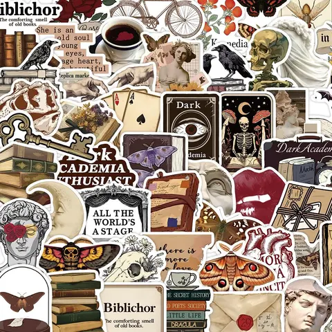Creative Skull & Book Pattern Sticker, 50pcs/set Lovely Cartoon Sticker, Diy Decorative Sticker for Phone Case, Computer, Guitar, Bag, Water Cup, Scrapbook, Cellphone