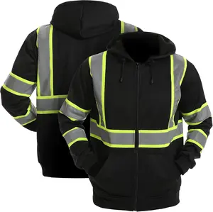 High Visibility Safety Sweater BLACK HOODIE ZIP High Visibility Safety Sweater BLACK HOODIE ZIP