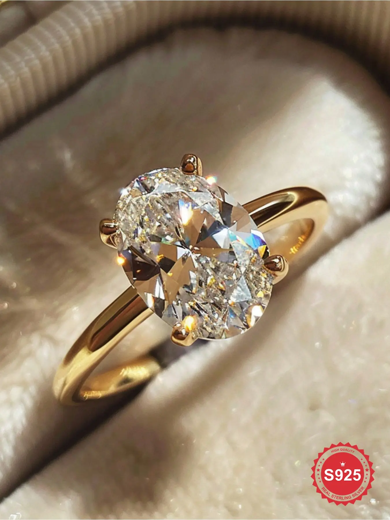 1Pc Four-claw Egg-shaped Zircon Ring for Women Real 925 Sterling Silver Jewelry, Elegant Fashion Rings, Solitaire Engagement Rings, Bridal Wedding Engagement Dating Party Engagement Anniversary Valentine's Day Girlfriend Birthday Gift Special Chioce