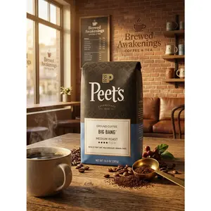 House of Big Bang - Organic Bean Medium Roast Ground Coffee, 10.5oz Chocolate & Fruit Flavored Beverage