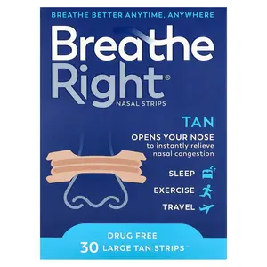 Breathe Right Nasal Strips, Large, Tan, 30 Strips
