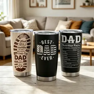 Dad Collection 20oz Tumbler with Lid, Stainless Steel Insulated Vacuum Cup, Double Wall Coffee Travel Mug, Father's Day Gift for Him Step Dad