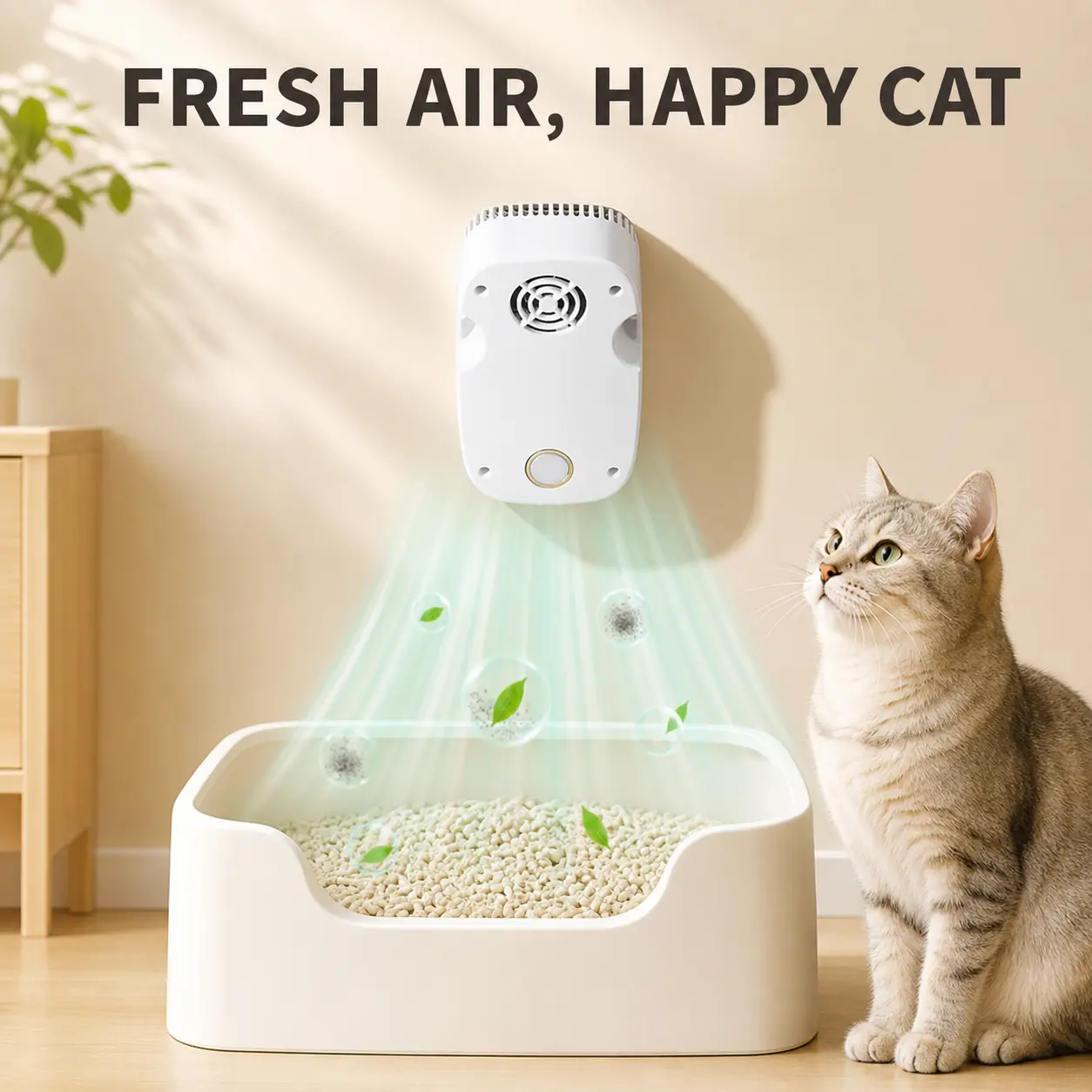 Filter-Free Air Purifier & Ozone Generator - Rechargeable Fan Portable, ABS Plastic, DC 5V Plug, Odor Removal, Small Form, Quiet Home Pet Odor Eliminator for Cat Litter, Dog Urine, Usb Powered
