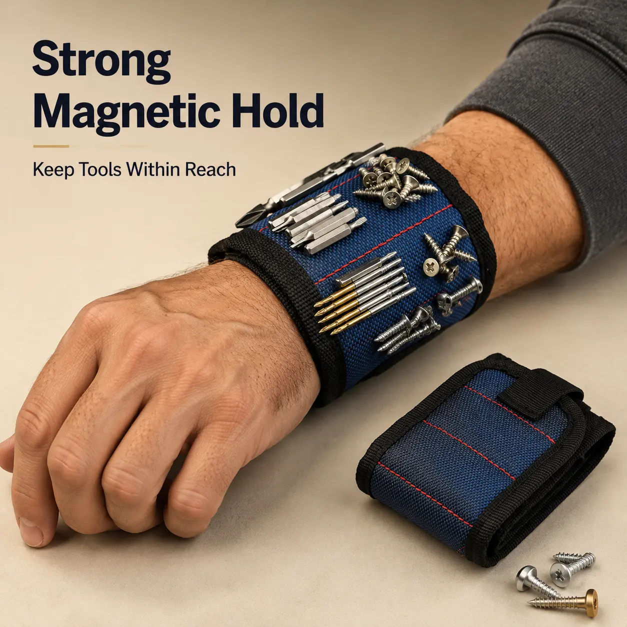 Magnetic Tool Wristband, Strong Magnet Wrist Holder for Screws Nails Drill Bits, Adjustable Breathable Wrist Wrap for Handyman Carpenter Electrician, Home Repair DIY Craft Gift
