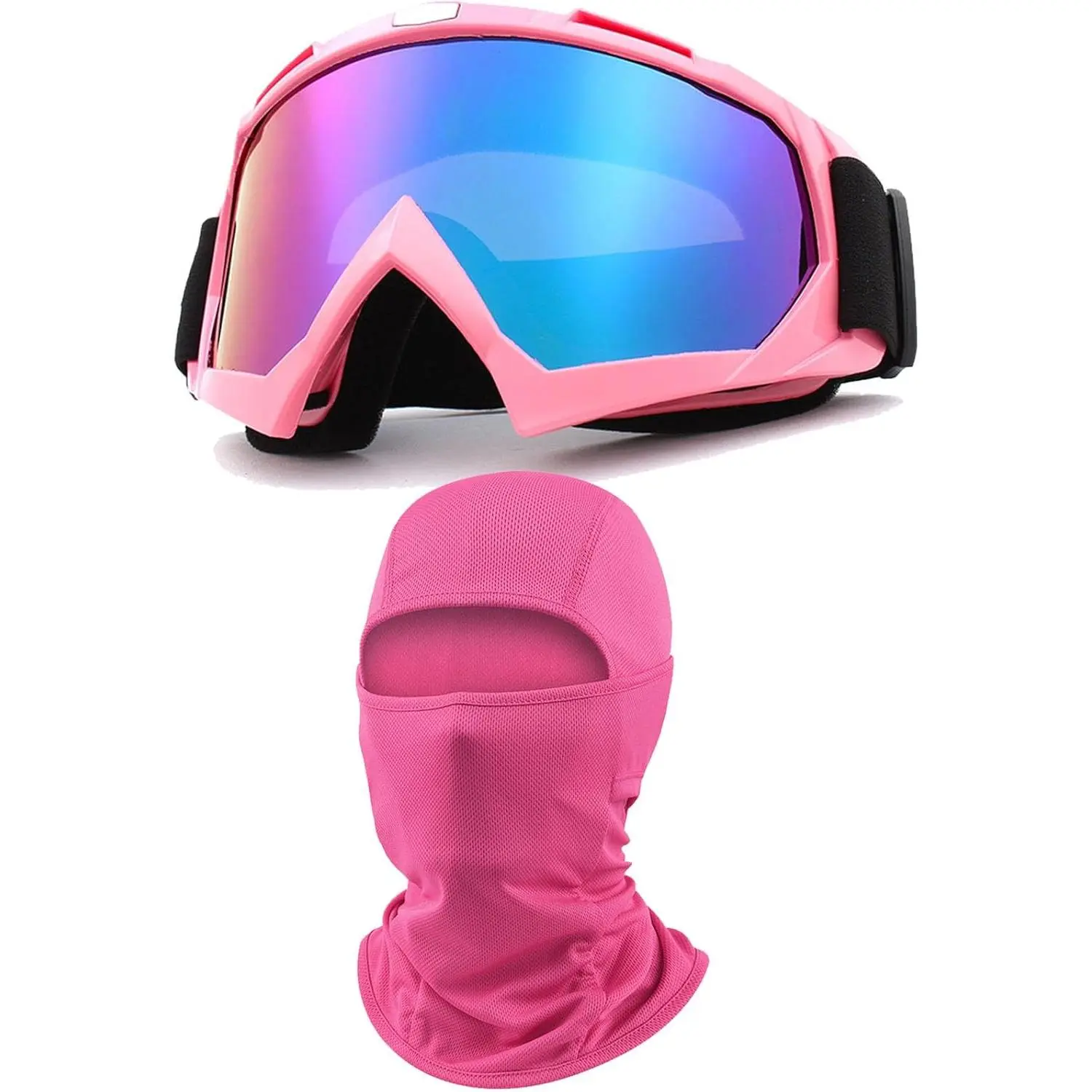 Girls' Motorcycle Goggles & Balaclava Set - Adjustable Cotton Strap, Bendable OTG Eyewear, Color-Matching Balaclava, Durable Dirtbike Gear, Motorcycle Face Mask for Motocross, Paintball, Sun Protection, Skydiving (Youth/Teens)