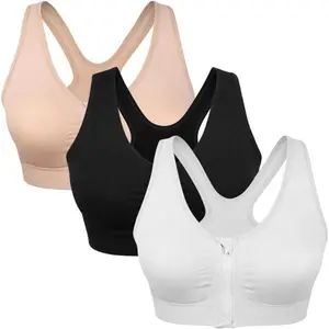 Women’s Wireless Sports Bra with Front Zipper — Post-Surgery Support for Yoga and Other Activities