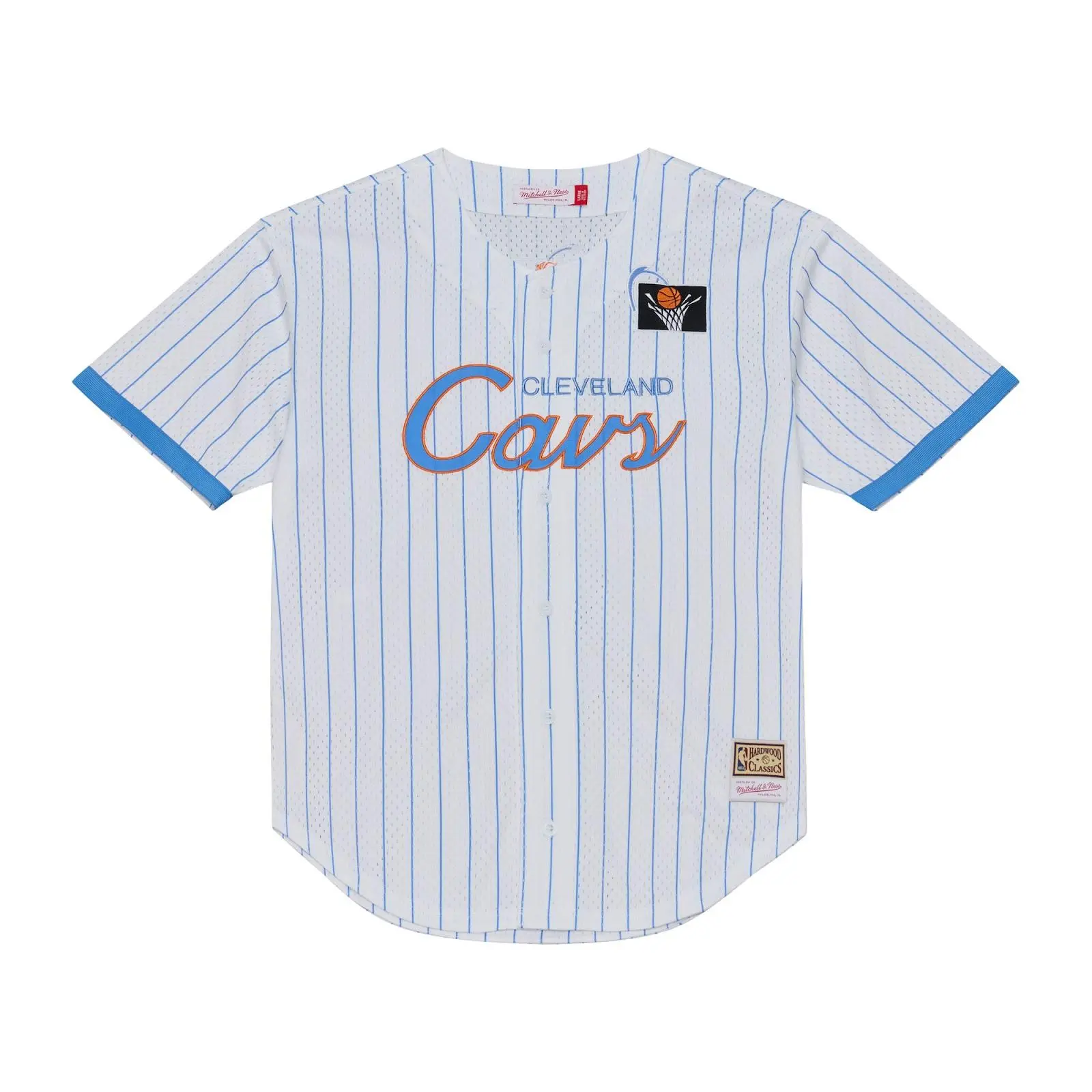 Cleveland Cavaliers White Head Coach Pinstripe Mesh Full-Button Baseball Jersey NBA Throwback Basketball Hardwood Classics Fan Gear Mitchell & Ness