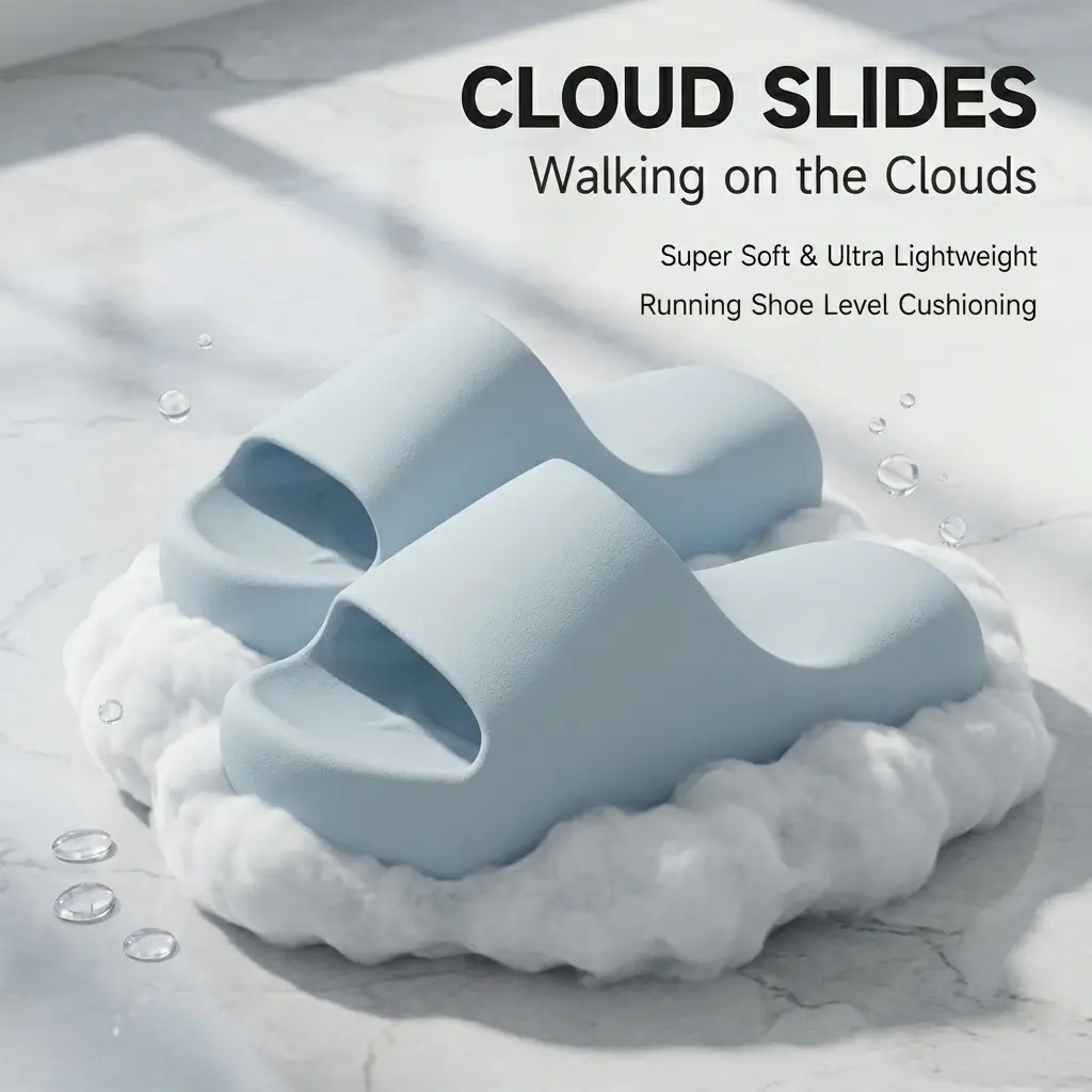 Cloud Slides Thick Sole Slippers, Soft Cushion Platform Sandals for Women Men, Lightweight Comfort Shoes for Home, Shower & Casual Wear, Beach Resort Slippers, Pool, Siblings, Kitchen, Minimalist, Open Toed Sandals