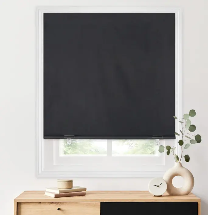 LazBlinds 100% Blackout Roller Shades, No Tools No Drill Cordless Blinds for Windows, Thermal Insulated UV Protection Privacy Window Shades for Bedroom (36''W x 72''H, Black)