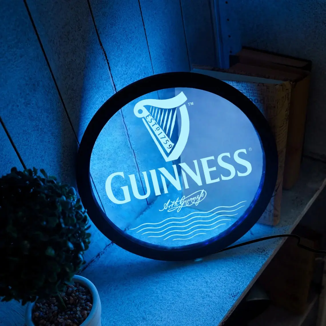 Guinness Wooden Acrylic Neon Light Sign, Illuminated Sign Light, Bar Lamp with Color Change Feature, Color Changing Lighting, Indoor Decorative Light, Decorative Neon Light, Unique Gift for Family and Friends, Perfect for Home Bar, Neon Signs