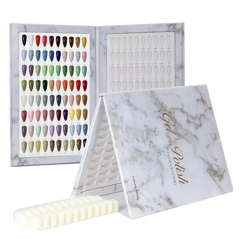 160-Piece Colorful Artificial Nail Sample Book (Includes 240 Nail Color Swatches) — A portable nail polish and artificial nail set designed for nail technicians, featuring a book-style design for easy reference of nail color swatches tiktokshopspringglowu