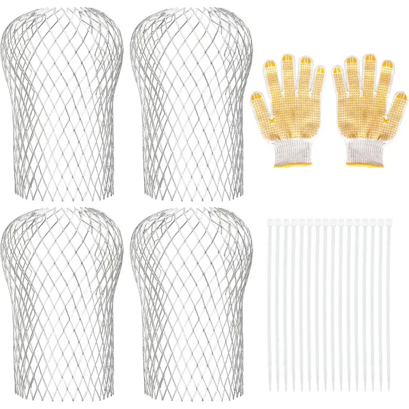 4 Pack Gutter Guard, 3.5 Inch Expandable Aluminum Downspout Filter, Leaf Guards for Gutters, Gutter Downpipe Guard for Preventing Blockage from Leaves, Debris