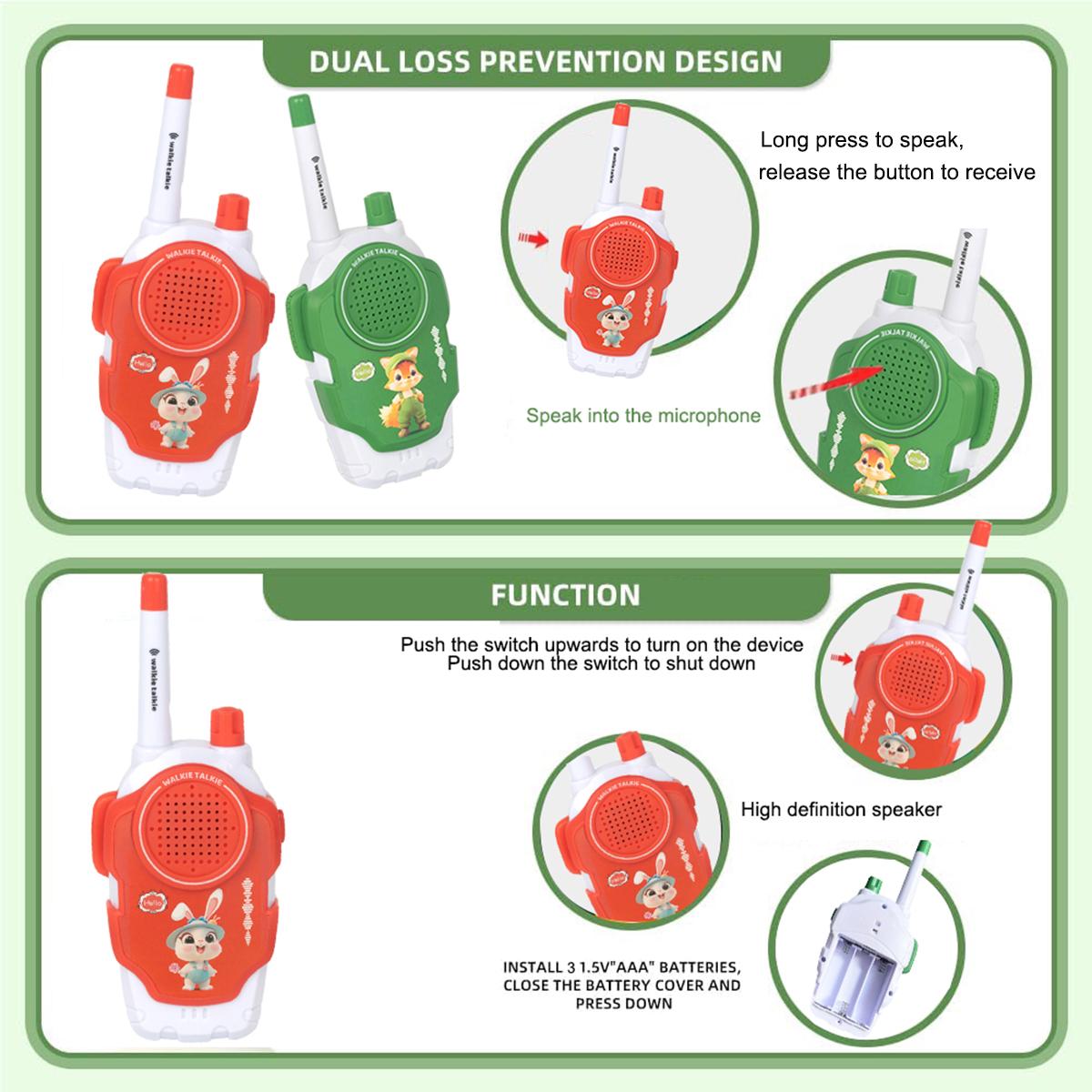 Toy suitable for girls and boys aged 3–12; children’s walkie-talkies, 2-pack, 1640.42 ft (approx. 500 m) long-range two-way communication; handheld educational toy for kids; electronic outdoor toy; ideal for camping and hiking outdoors; Christmas and grad