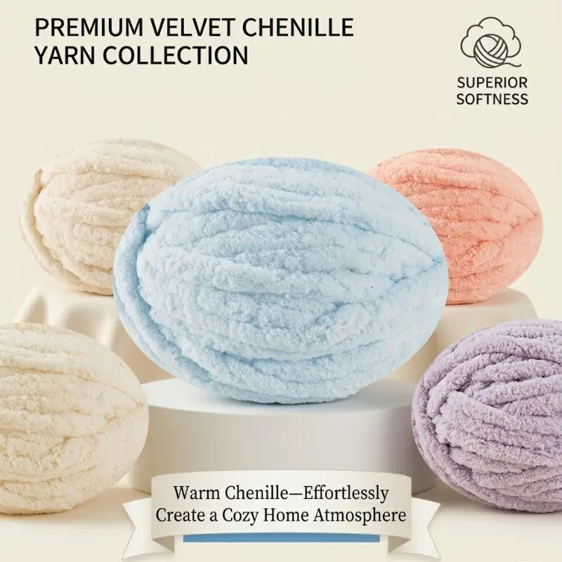 2-Pack Jumbo Chunky Blanket Yarn Premium Velvet Chenille Chunky Yarn 8 Jumbo Pack - Extra Soft Bulky Fluffy Big Yarn for Hand Knitting & Crocheting - Super Thick DIY Blanket Skeins, Machine Washable (8oz/27yds Each)