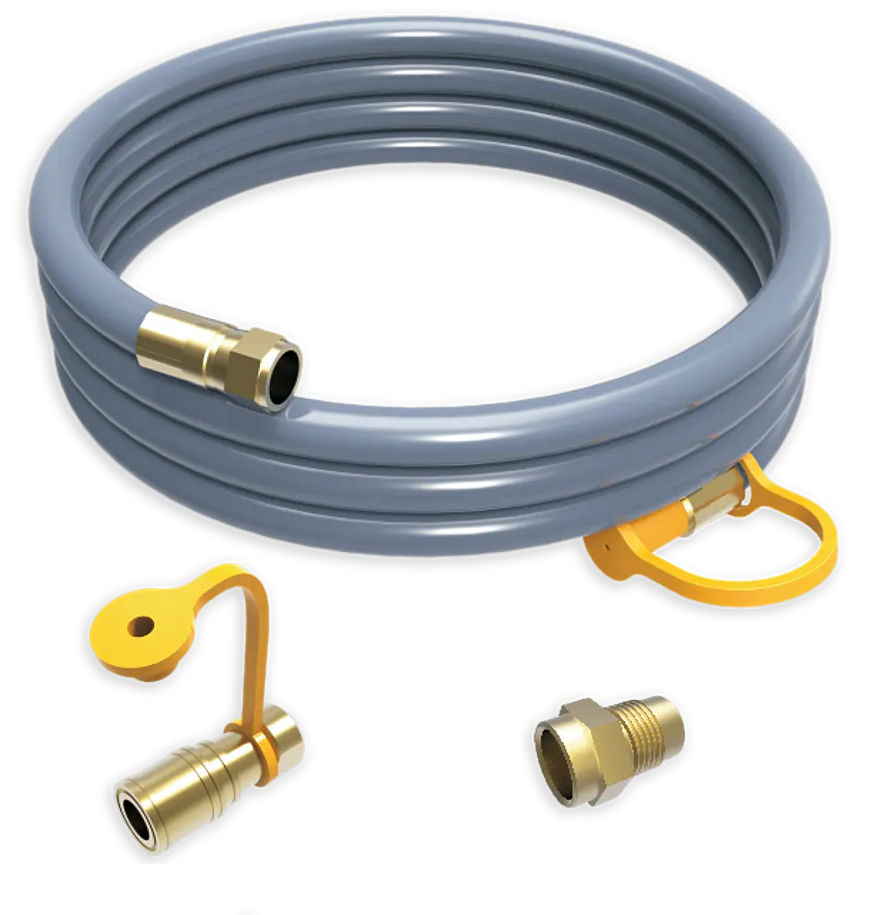 10’ Quick‑Connect 1/2" Natural Gas Hose Kit with Brass Fittings, Weather‑Proof Low‑Pressure Generator Accessory Adapter H1001