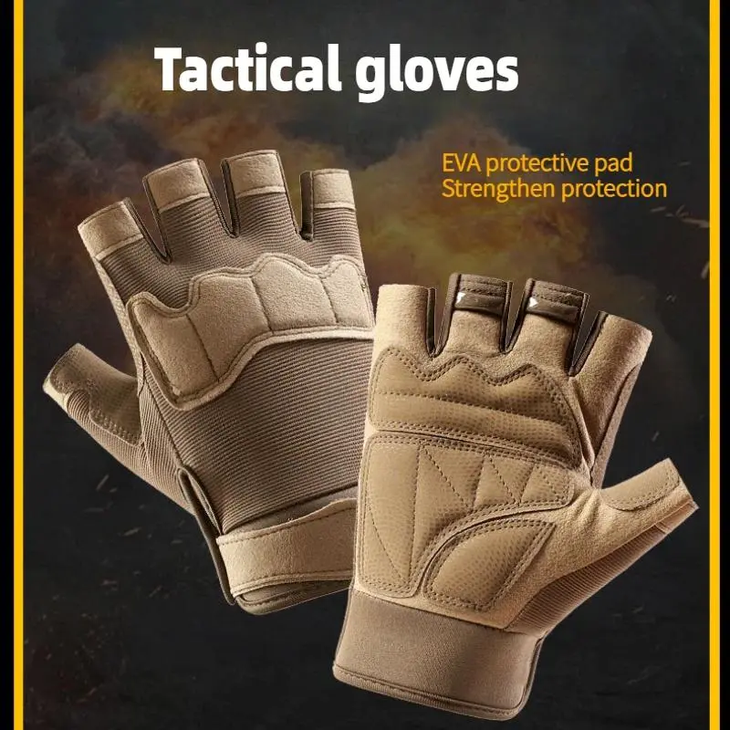 Tactical Half-Finger Outdoor Sports Gloves for Men, Allseason Wear-Resistant Breathable Protective Tactile Motorcycle-Inspired Gloves for Mountaineering Cycling, Protective Sports Gloves