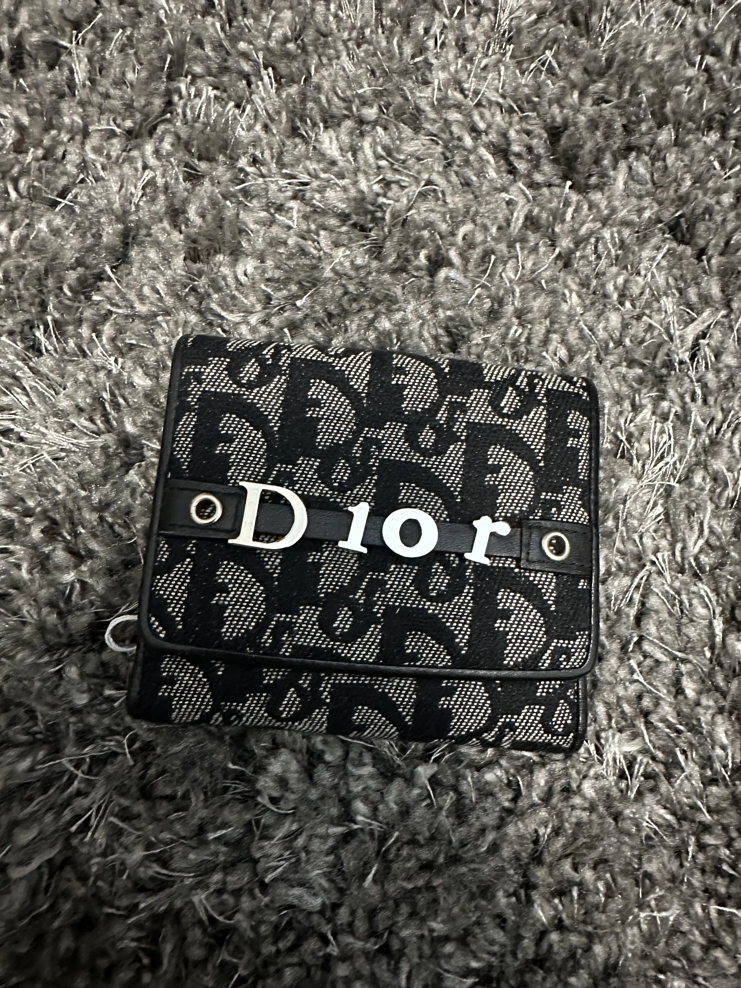 Pre-owned Dior Canvas Small Leather Goods Oblique Compact Wallet AD288