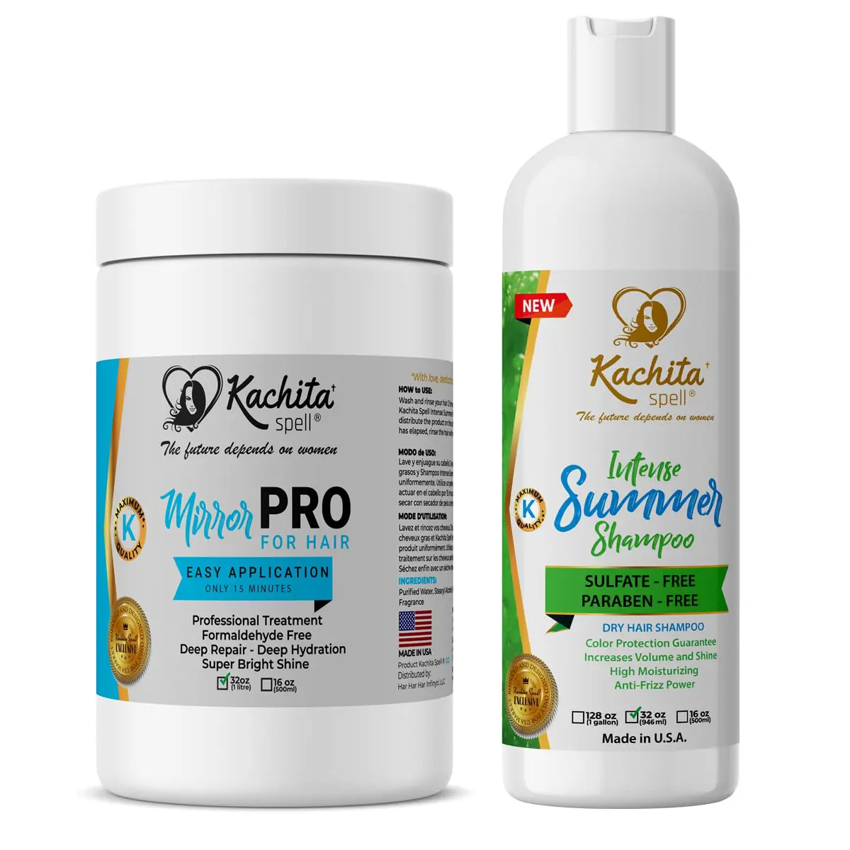 Hair Treatment Kit MirrorPRO + Shampoo Kachita Spell, Super Gloss Shine Haircare Moisturizing  dry/damaged, reduce frizz, Deep Hydration and Manageability Gentle Hydrate