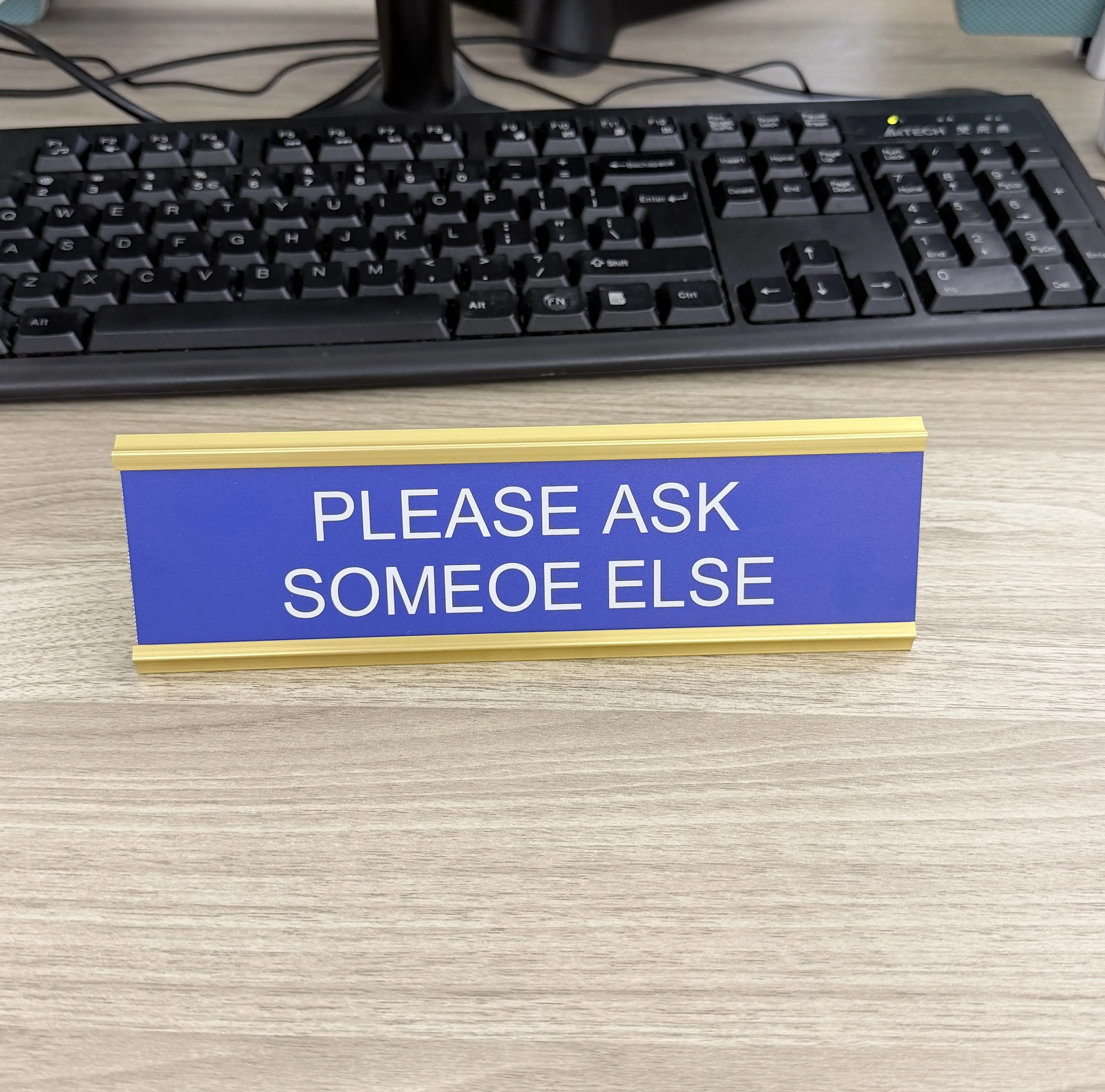 Funny Office Desk Nameplate Please Ask Someoe Else Sign Novelty Gag Gift for Coworker Executive Desk Accessory 7.8 Inches