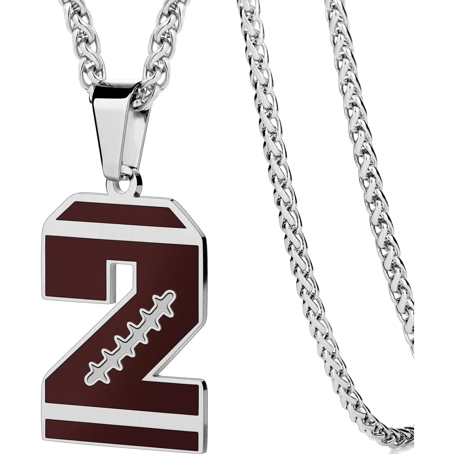 Men's Football Jersey Number Pendant, Stainless Steel Necklaces with 0-99 Numbers, Adjustable 22+2in Chain, Exquisite Jewelry Gift