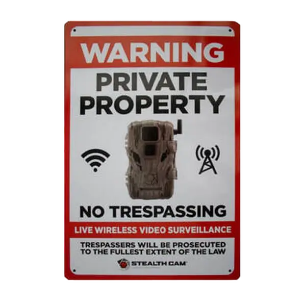 Hole-Mount Tin Stealth Cam Surveillance Sign, Home Supplies & Decor Security Plaque