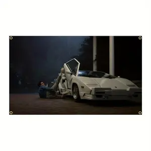 3x5ft Countaches 1989 Car Wolf Of Wall Street Movie Poster Tapestry - Humorous Meme Flag Banners for Room Decor, for Man Cave, Polyester