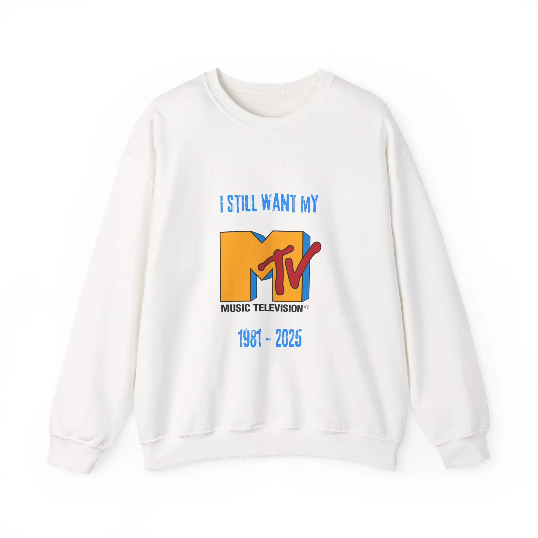 I Still Want My MTV Crewneck Sweatshirt | Retro 1980s Music Television Graphic