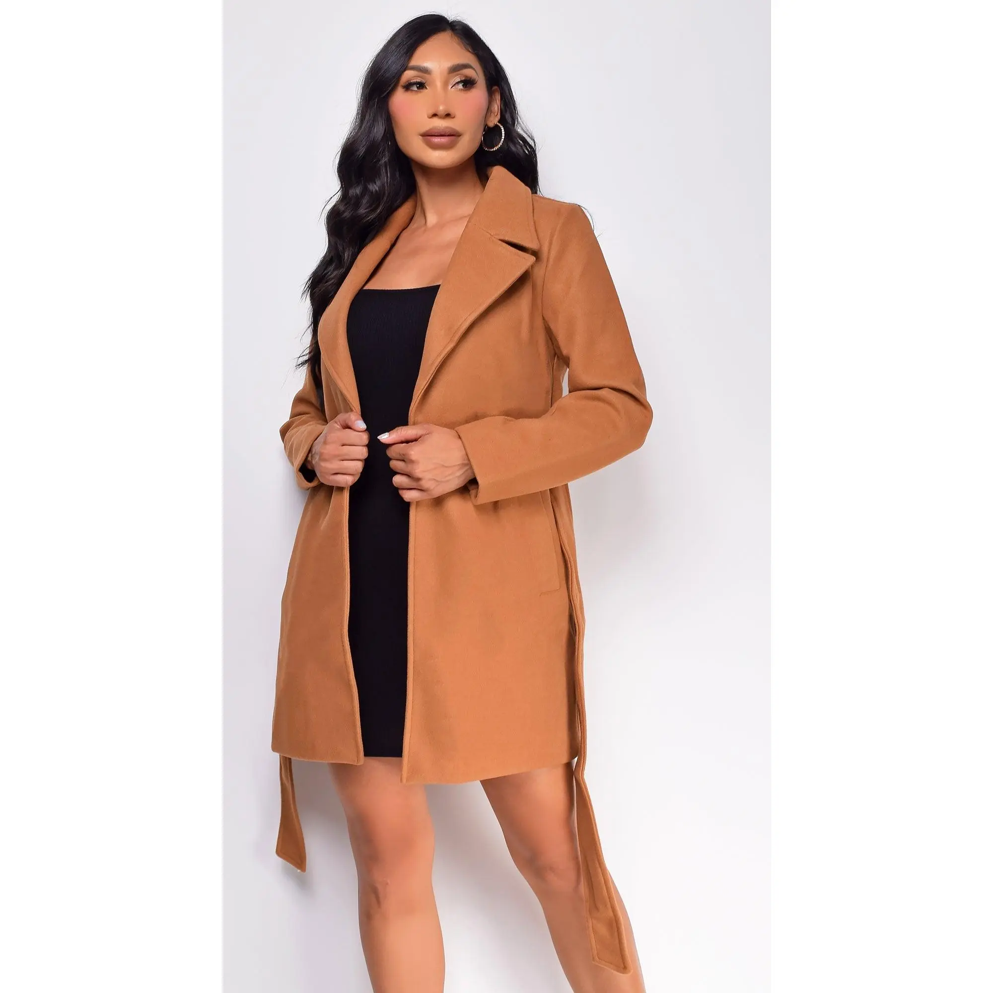 Lina Waist Tie Trench Coat - Camel
