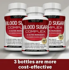 3 Bottles BloodSugar Complex -60 Capsules with ChromiumCinnamon &  Mulberry for Healthy Sugar Levels &Immune Support - Dietary SupplementHealthcare Edible Fitness Vitamin plant-based wellness | Non-GMO | Daily nutrient support | Gluten-Free Formula
