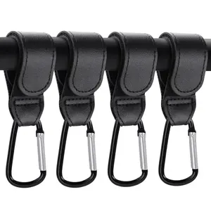 4 Pack Premium Non-Slip Stroller Hooks, Adjustable Carabiner Clips, Multifunctional Baby Stroller Accessories for Diaper Bags/Purses, Universal Fit for Strollers, Bikes, Wheelchairs & Walkers