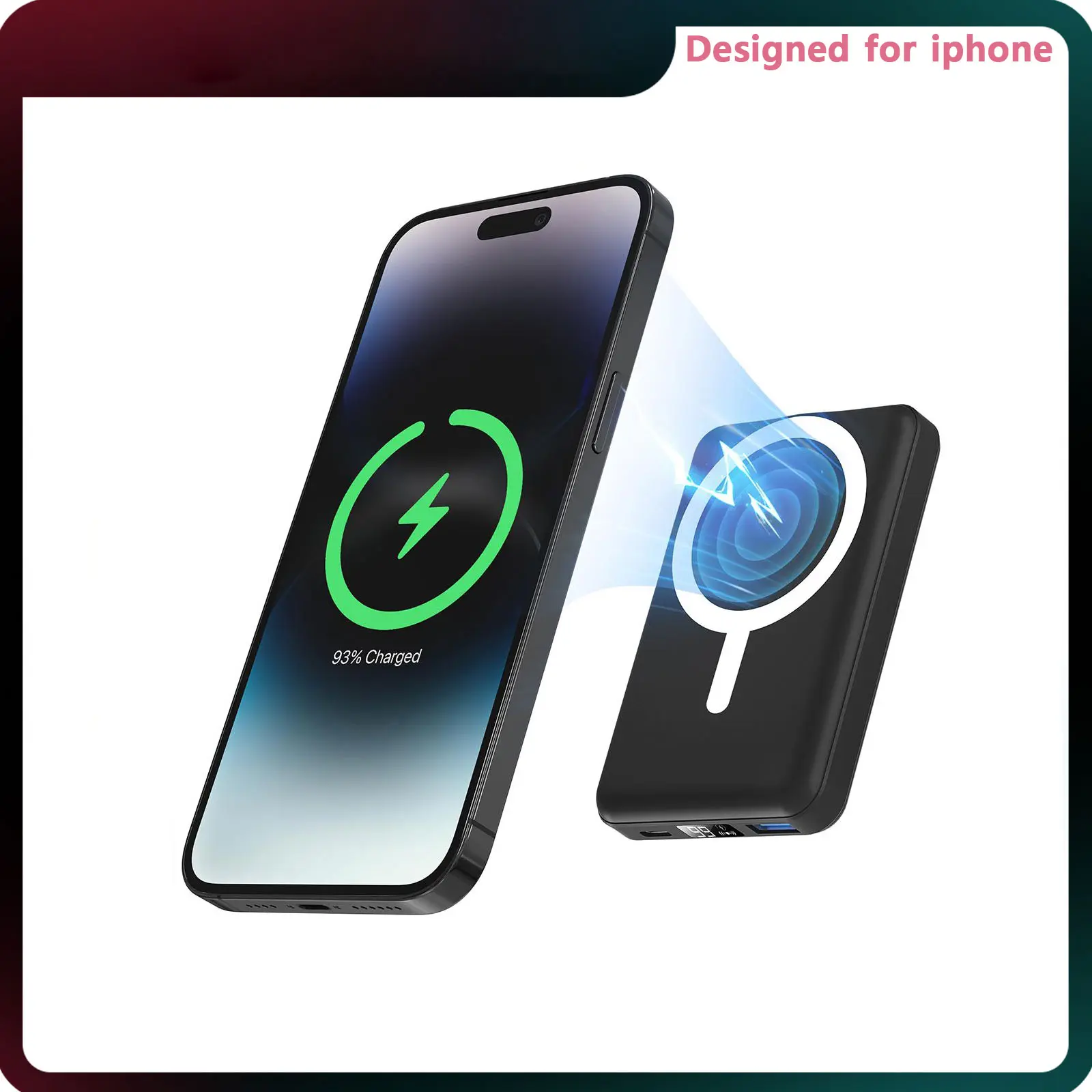 Podoru 10000mAh Soft Silicone MagSafe Magnetic Power Bank Multi-Pack with USB-C Cable - Portable iPhone Charger, Smartphone Device Accessory, Wireless Charging, Manufacturer Warranty for iPhone 17/16/15/14/13/12 Series Black Phones