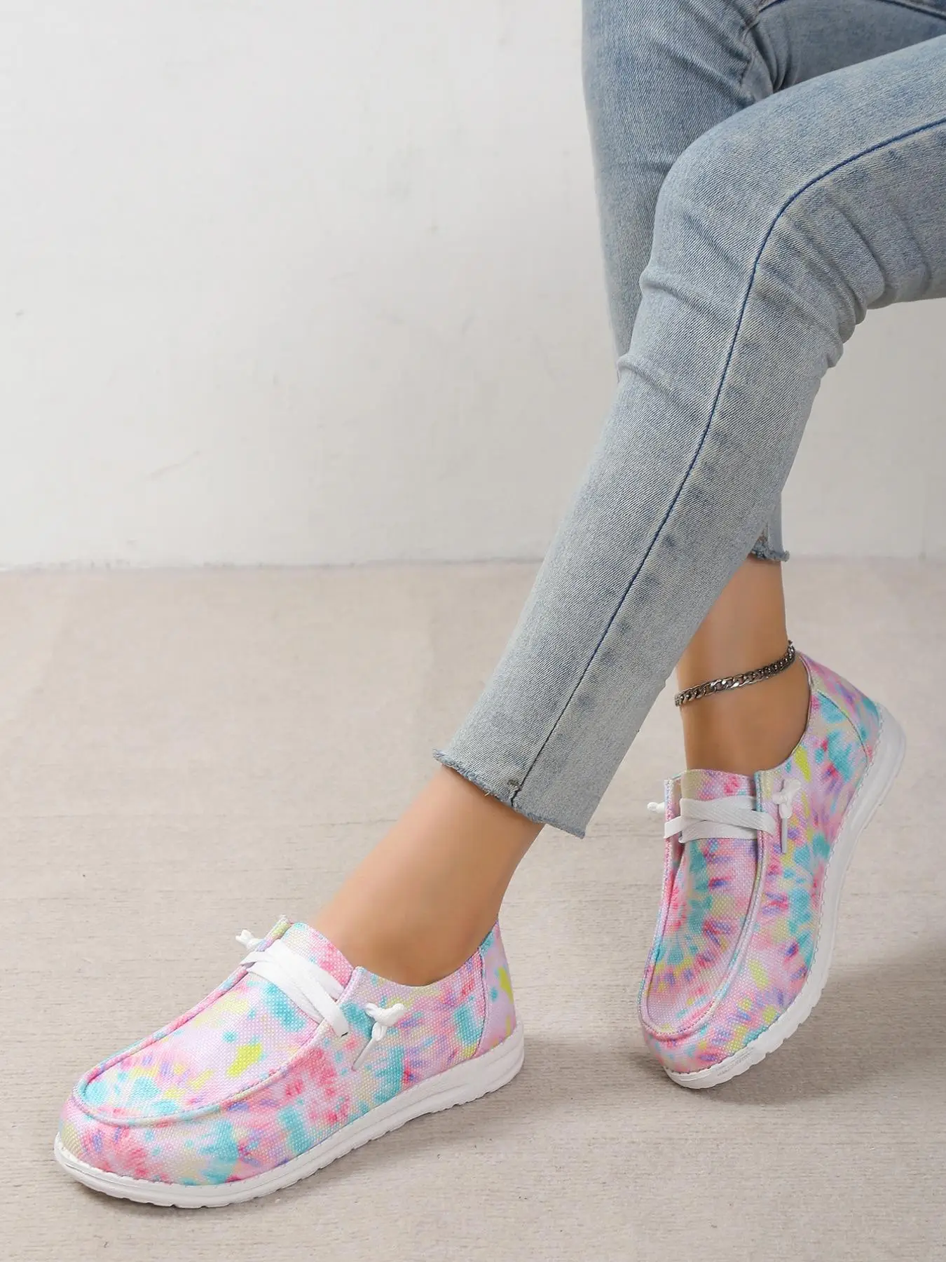 Plain Slip-on Shoes, Stylish Soft Comfortable Lightweight Lace-up Boat Shoes, Women's Summer Accessories 2024 Comfy Summer Vacation Footwear, Walking