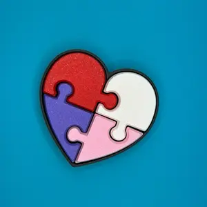 Pawpular Prints Multi Clicker Fidget Heart with Colorful Pieces in Heart-Shaped Design