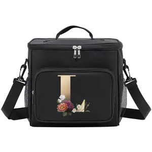 Letter Pattern Insulated, 1 Count Large Capacity Lunch Tote Bag with Shoulder Strap, Insulated Lunch Bag for Work, Outdoor Picnic & Camping, Durable Lunch Bag, Lunch Box Bag, Portable Lunch Bag