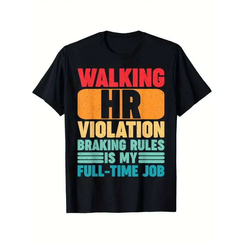 Funny HR Nightmare Office T-Shirt - Walking HR Violation Joke for Workplace Humor, Casual Short Sleeve Round Neck Tee for Men &, HR Dept Prank Gift, Machine Washable for all-Season Wear Graphic Graphic Tees