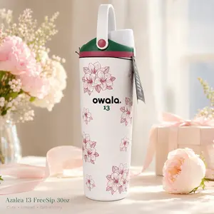 [LIMITED EDITION 2026] Owala FreeSip Azalea 13 30oz Water Bottle | Leakproof Insulated Stainless Steel Cold Water Bottle | Travel Gym Daily Hydration Bottle | Aesthetic Gift for Women