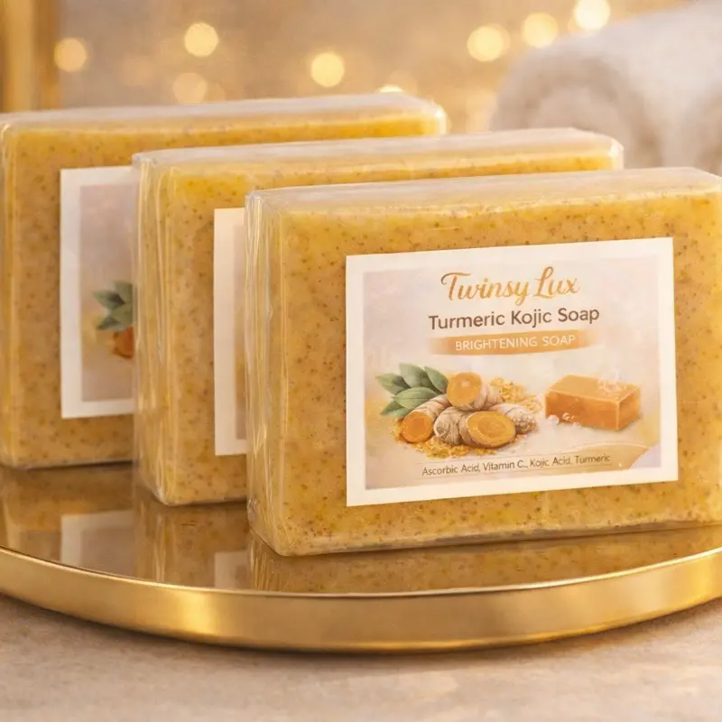 Lemon Turmeric & Kojic Acid Soap 4 oz Bar - Brightening for Dark Spots, Acne Reduction & Skin Cleansing with Vitamin C Honey Glow - Non-Irritating Formula for Sensitive Skin