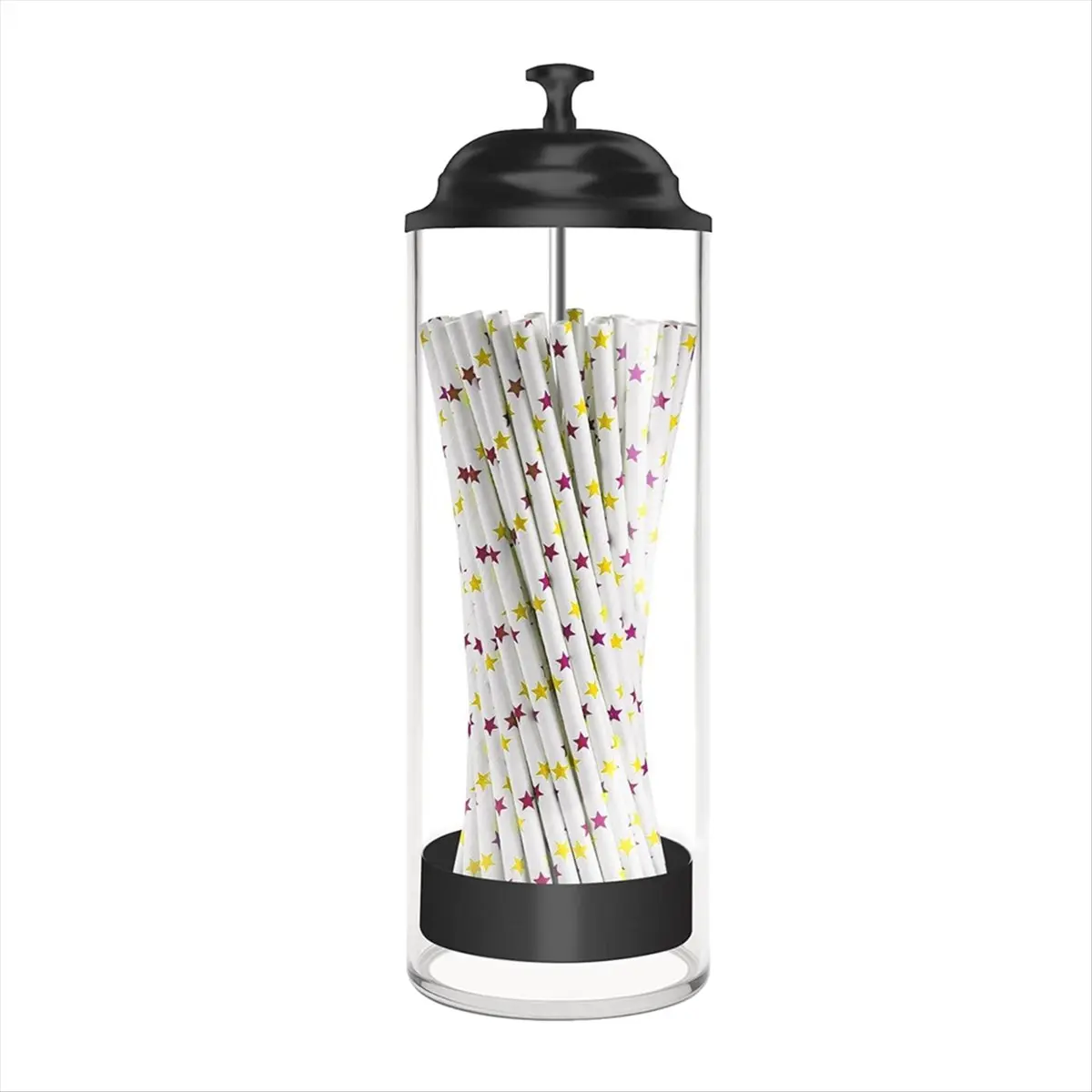 Straw Holder for Standard Size Drinking Straws, Plastic Straw Dispenser for Counter with Lid