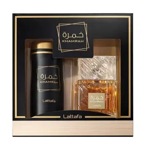Lattafa Khamrah 2 Piece Gift Set Eau de Parfum Spray 100 ml + Body Spray 200 ml Warm Spicy Sweet Gourmand Perfume